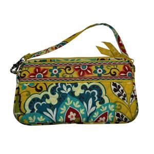 Vera Bradley Quilted Yellow Provencal Floral Wristlet Wallet Zip Top Convertible